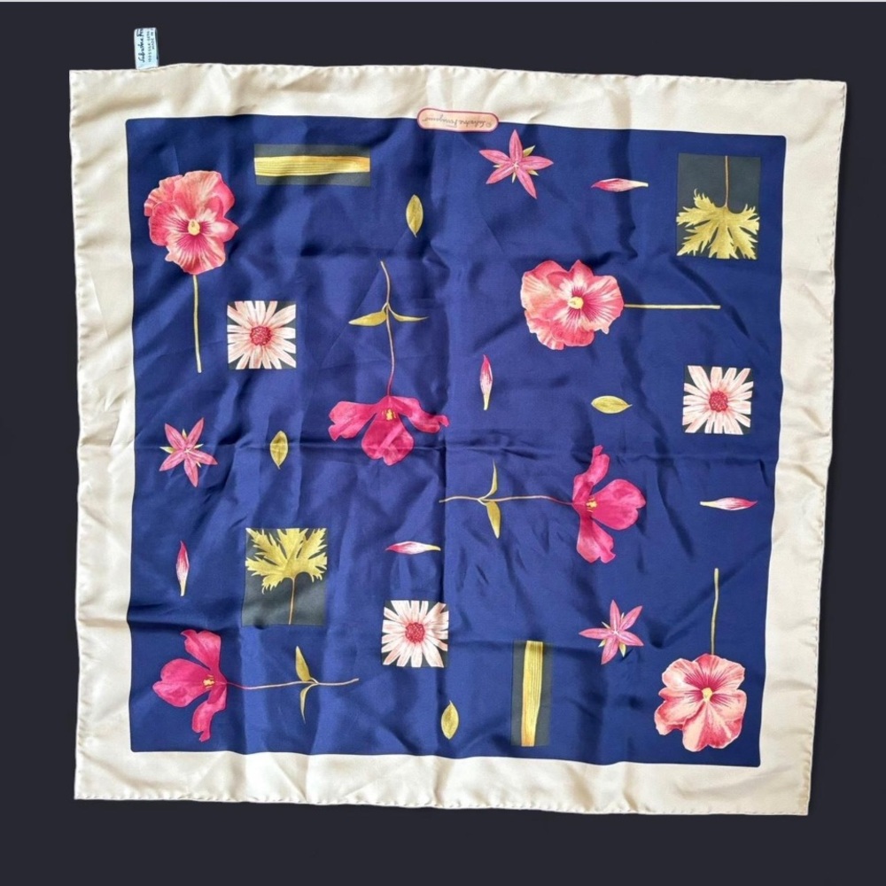 Salvatore Ferragamo Pink and Blue Silk Scarf